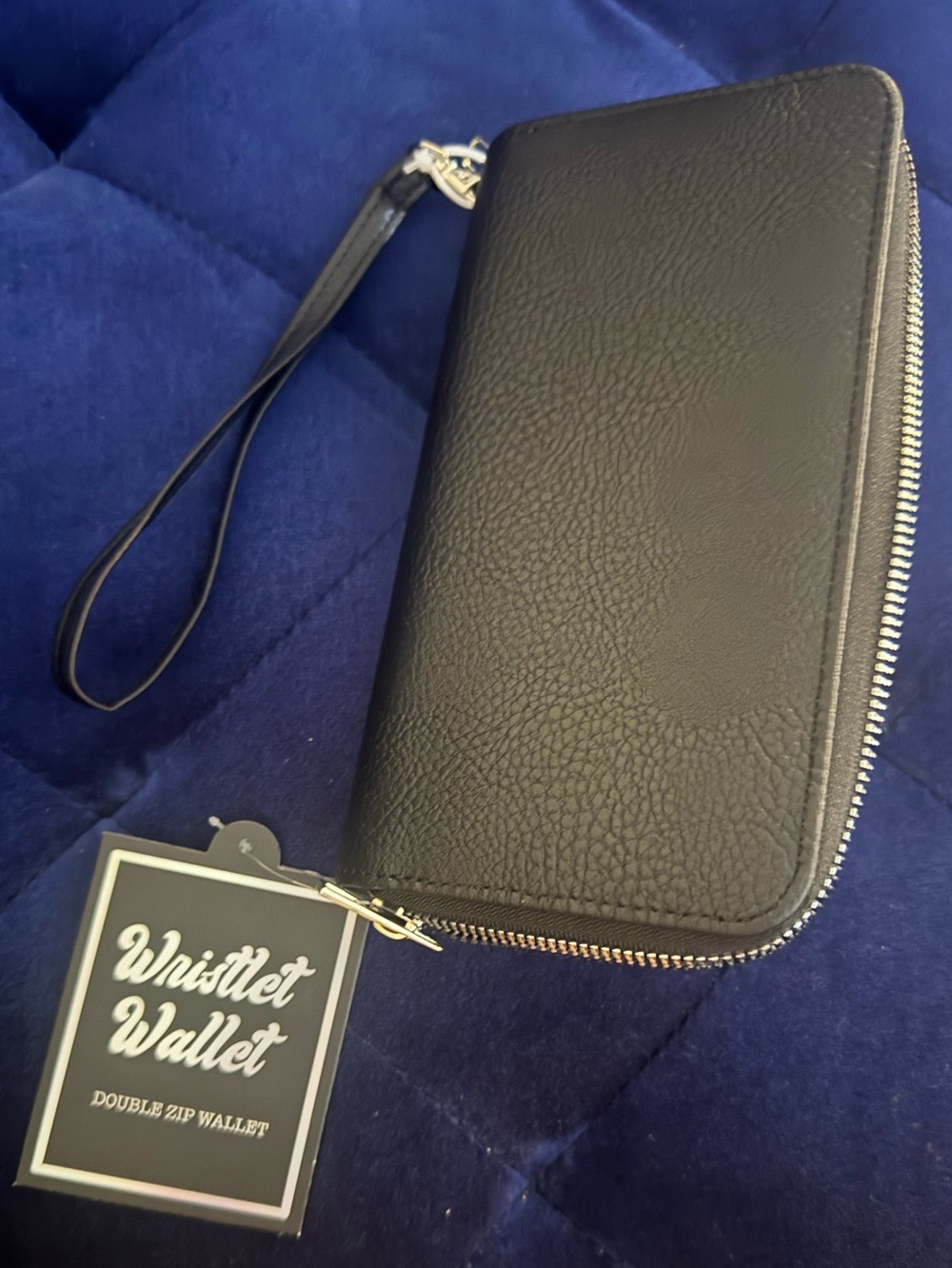 Classic Black Men's Wristlet Wallet - Double Zip Organizer